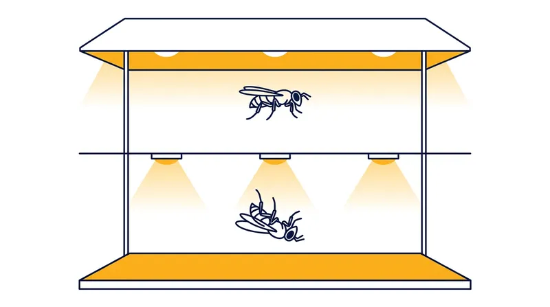 When researchers simulated a diffuse sky on the floor, insects immediately inverted themselves to keep their backs to the light.