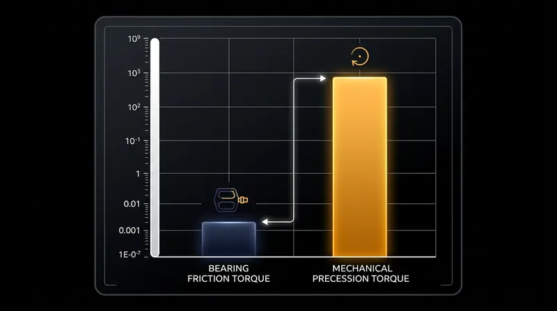 Precession generates a rolling torque that easily overpowers the friction from the pedal's internal bearings.