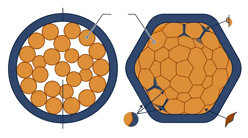 The mechanical force of a ratcheted crimp crushes the strands together, breaking oxide layers and forming a solid electrical connection.
