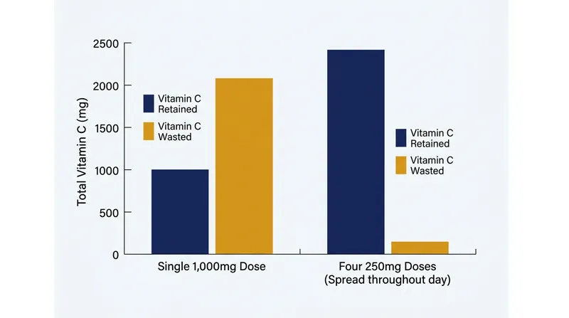Dividing a large dose into smaller increments taken hours apart significantly increases the total amount the body retains.