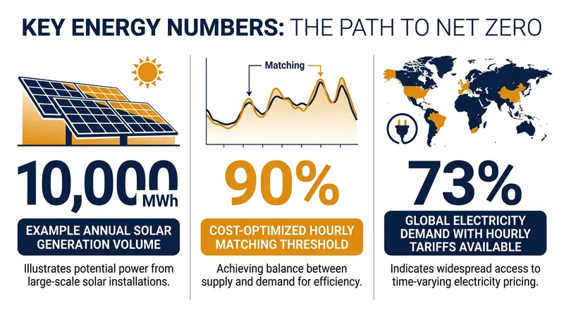 Key figures in the transition toward hourly carbon-free energy matching.