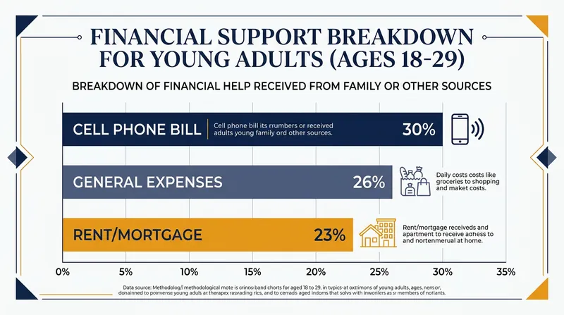 Nearly half of adults under 30 received financial assistance from outside their household in the prior 12 months.