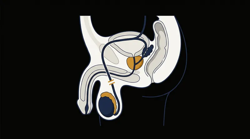 The procedure isolates the testes while leaving the accessory glands fully connected to the urethra.