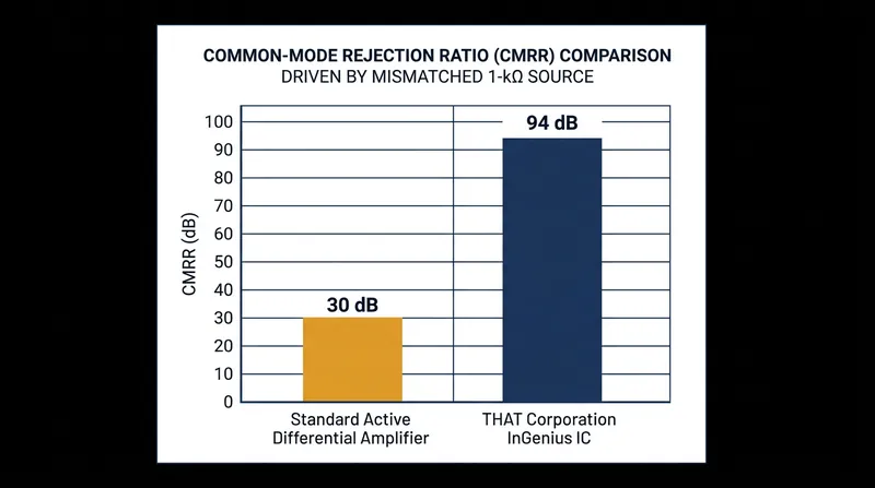 High common-mode input impedance prevents CMRR degradation when source resistors are mismatched.