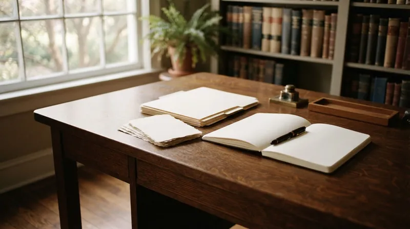 A close-up view of printed academic research journals stacked on a wooden library desk.