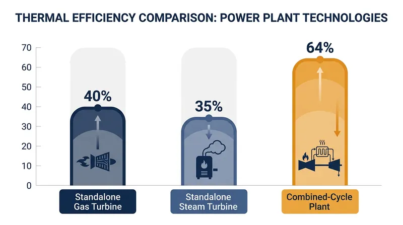 Cascading the Brayton and Rankine cycles pushes total thermal efficiency past the limits of standalone turbines.