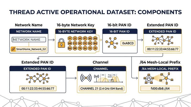 The Active Operational Dataset contains the cryptographic and configuration parameters required to join a Thread mesh.