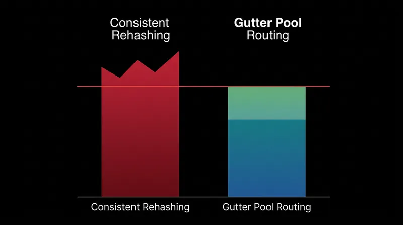 Consistent rehashing transfers the entire load of a hot key to a single surviving server, often triggering a cascading failure.