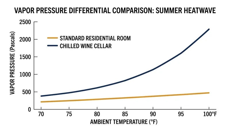 In unconditioned spaces like garages, summer heatwaves can generate up to four times the inward vapor pressure of a standard room.