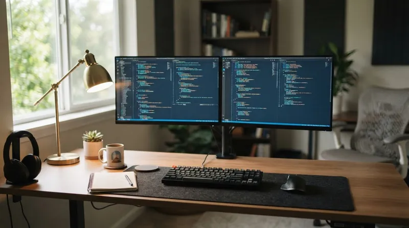 A dark computer monitor displaying lines of C code with a glowing digital network overlay.