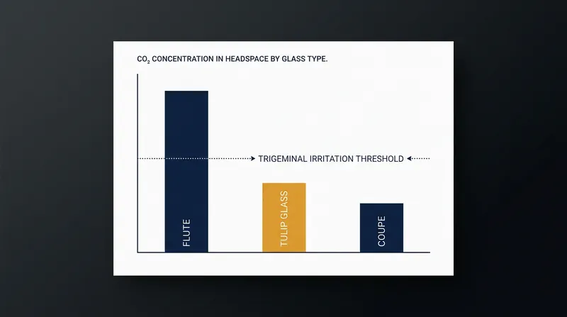 Wider glasses reduce the concentration of trapped gas by nearly a third.