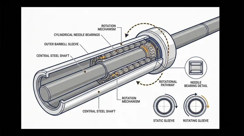 Inside the sleeve: needle bearings allow the outer shell to spin independently of the central shaft.