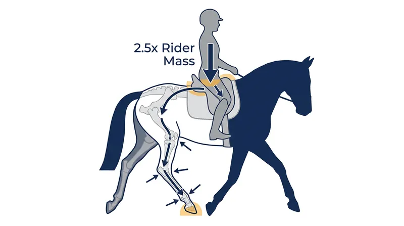 A posting rider generates up to 2.5 times their body weight in downward force when returning to the saddle.