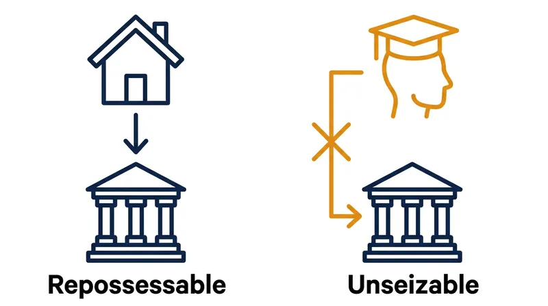 Unlike physical property, the human capital acquired through education cannot be surrendered to creditors.