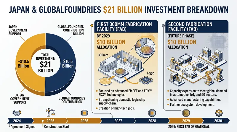 The investment allocates approximately $10 billion to each of the two planned facilities.