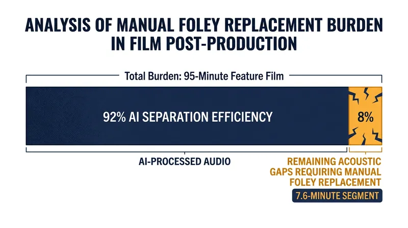 Even with advanced AI separation, a standard feature film requires significant manual acoustic reconstruction.