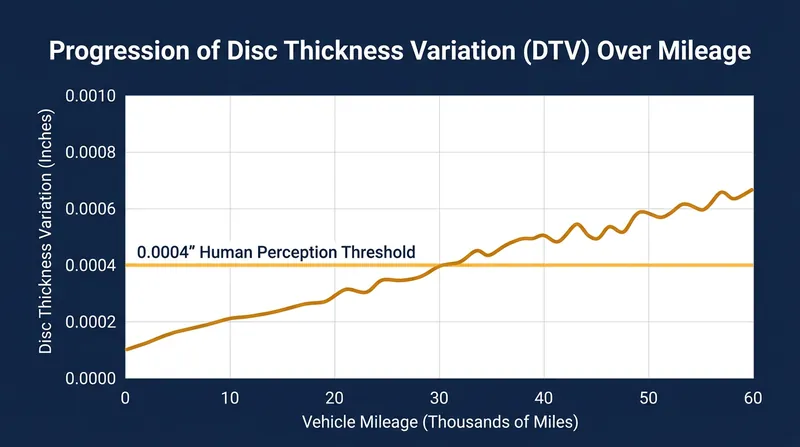 Drivers typically begin to feel brake pulsation when thickness variation reaches just 0.0004 inches.