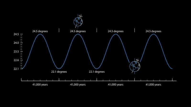 Earth's axial tilt is not permanent; it slowly wobbles over a 41,000-year cycle, driving long-term climate shifts.