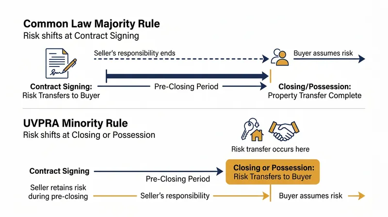 The Uniform Vendor and Purchaser Risk Act delays the transfer of casualty risk compared to the common law default.