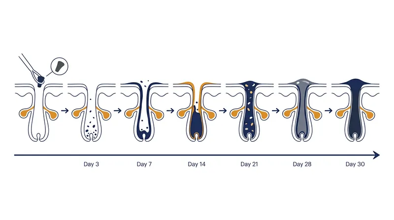 Because the sebaceous gland continuously produces oil, an extracted filament refills completely within a month.