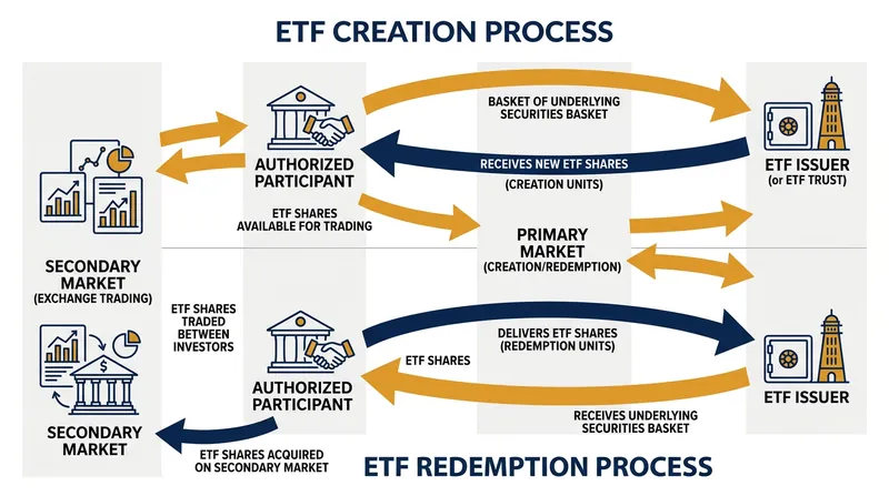 In-kind transactions allow ETFs to absorb cash flows without executing open-market trades.