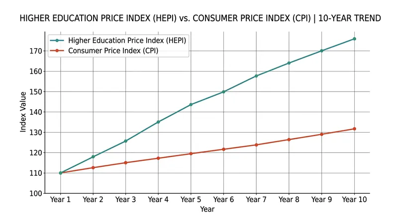 Higher education inflation routinely outpaces standard consumer inflation, requiring higher investment returns.