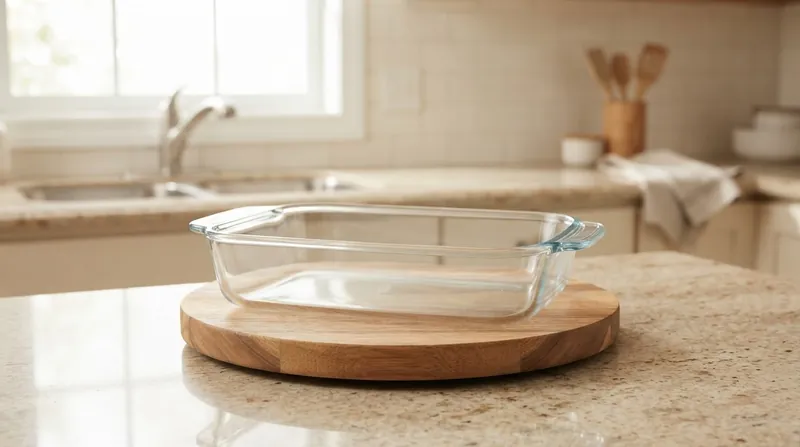Illustration: Placing hot glass on a wooden board or dry cloth slows heat transfer, preventing the rapid cooling that causes thermal shock.