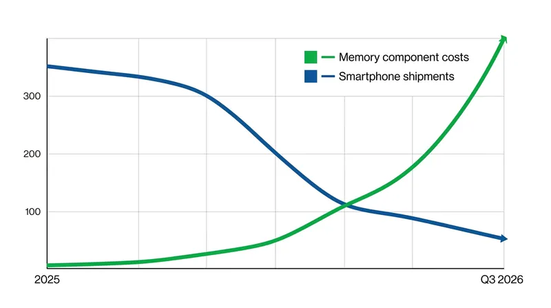 As artificial intelligence demand drives memory costs up by 350 percent, smartphone shipment volumes have collapsed.