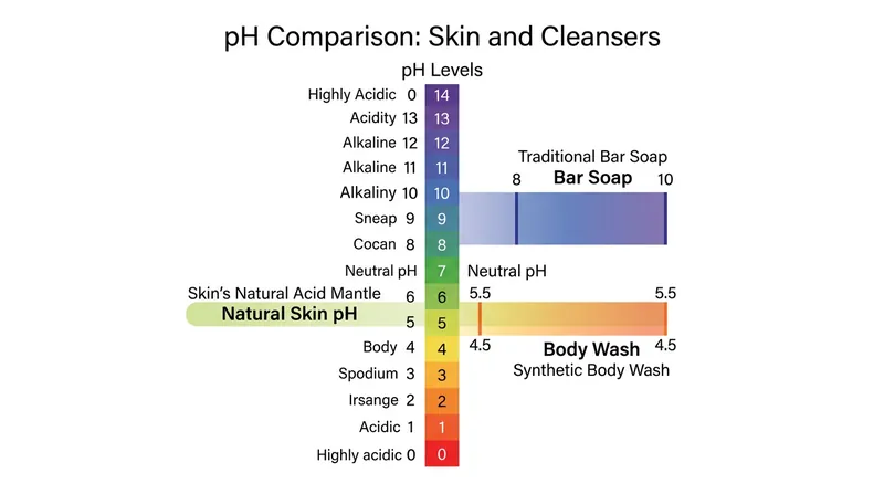 Unlike alkaline bar soaps, synthetic cleansers can be formulated to match the skin's natural acidity.