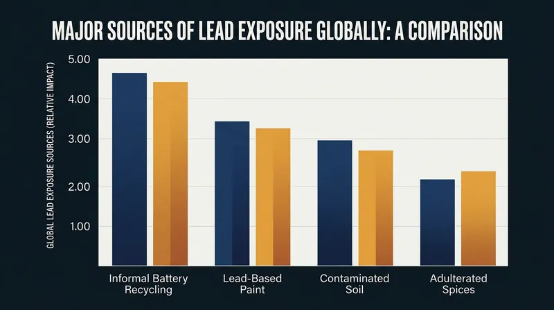 Lead enters the human bloodstream through a variety of consumer products and unregulated industrial practices.