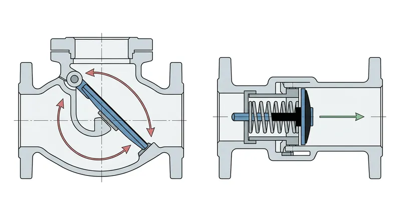 The long stroke of a swing valve delays closure, while the short, spring-assisted stroke of an axial valve ensures rapid seating.