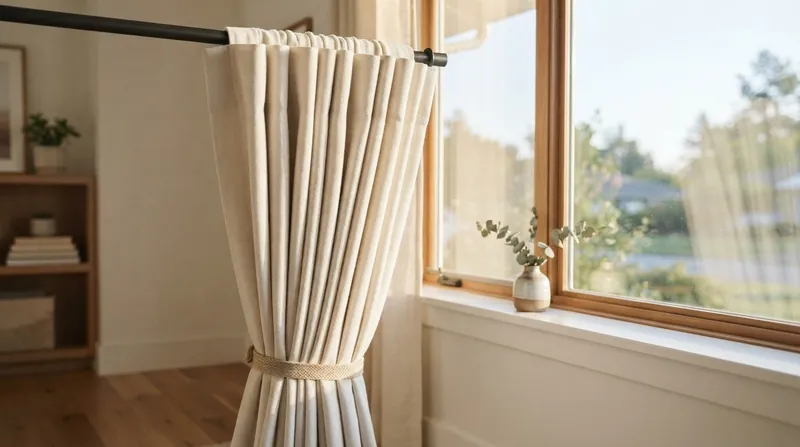 Illustration: The thickness of the yarn and the addition of blackout linings add physical bulk to the folded pleats.