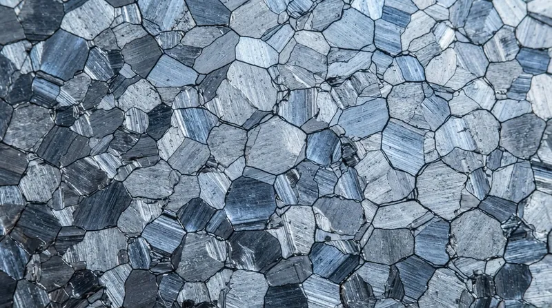 Illustration: Under an electron microscope, steel reveals a mosaic of individual crystals. The boundaries between these grains act as physical barriers to propagating cracks.