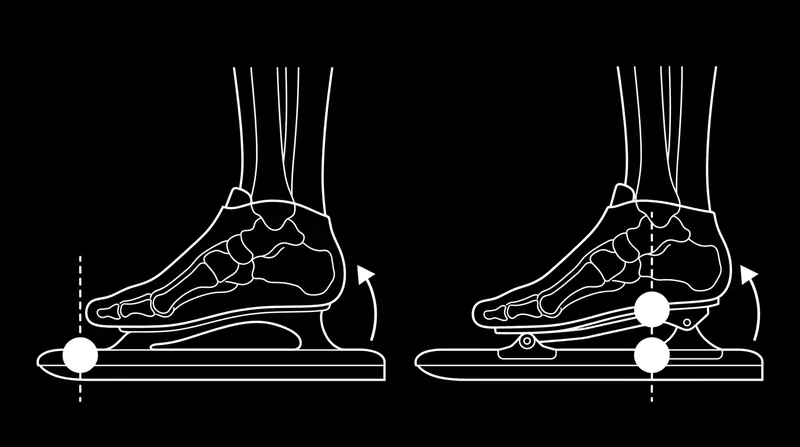 Moving the pivot point from the toe to the ball of the foot drastically improves the mechanical leverage of the stride.