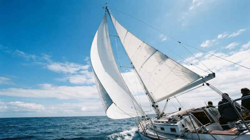Illustration: Telltales on the leeward side of the mainsail reveal the decelerated, high-pressure environment created by the slot.