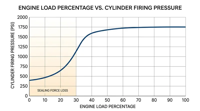 Cylinder firing pressure drops exponentially when the engine load falls below 30 percent.