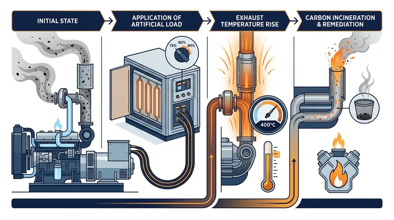 Applying an artificial load raises exhaust temperatures enough to burn off accumulated carbon.