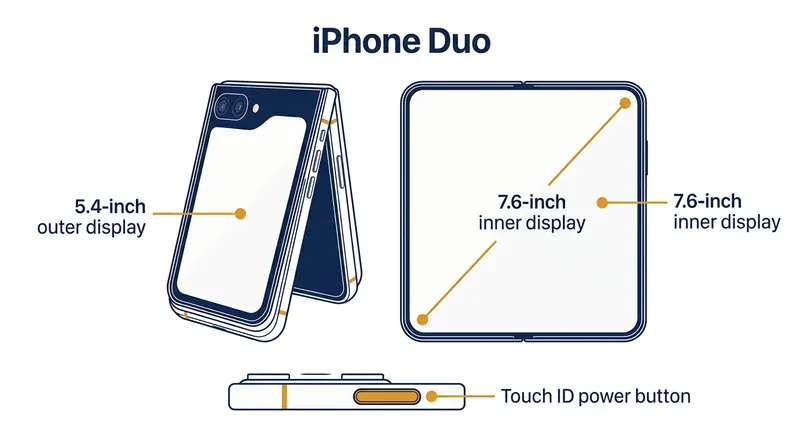 The iPhone Duo features a 7.6-inch inner display with a specialized nano-texture finish.