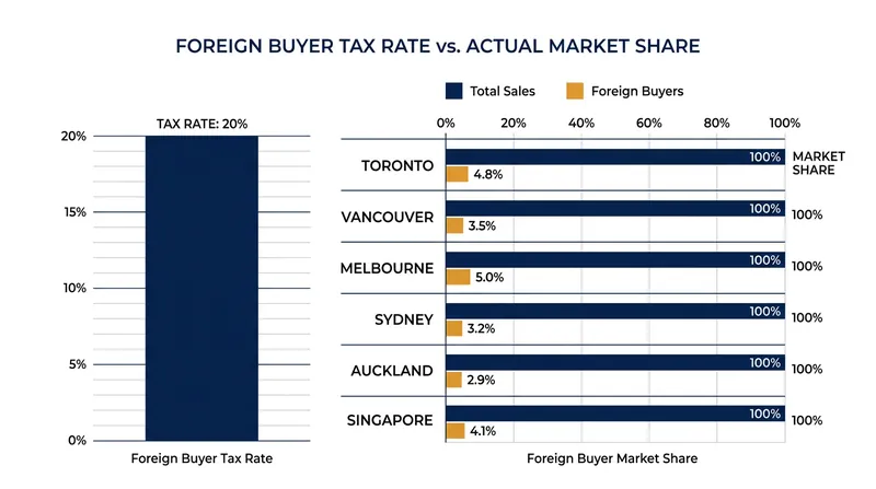 Foreign buyers typically represent a marginal fraction of total residential demand.