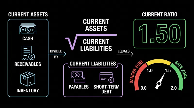 A current ratio below 1.0 indicates a company owes more in the short term than it expects to collect.