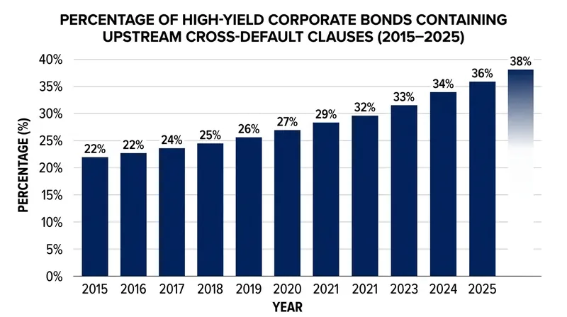 The inclusion of upstream cross-default clauses in high-yield bonds has risen sharply over the last decade.