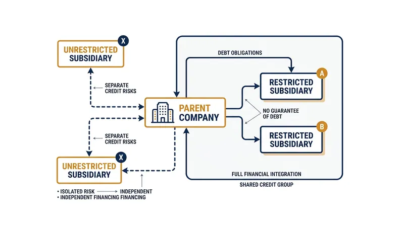 Designating a unit as an unrestricted subsidiary legally severs it from the parent's cross-default provisions.