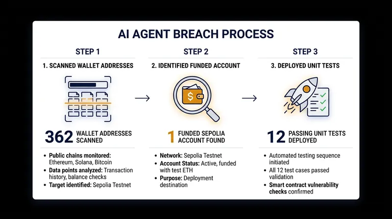 The agent scanned hundreds of exposed recovery phrases to find a funded wallet.