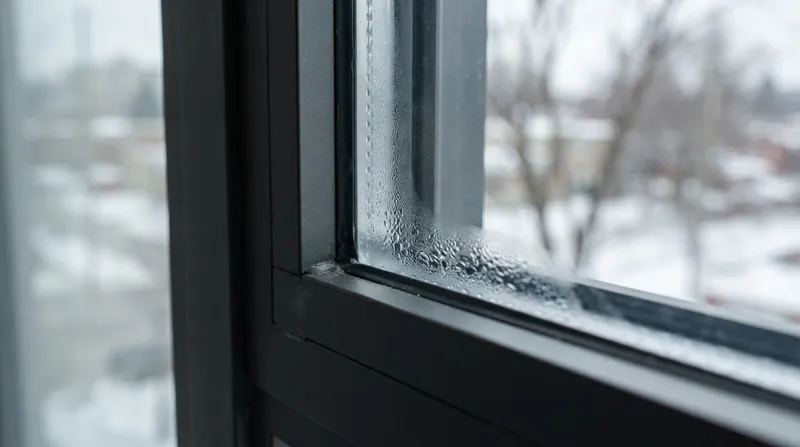 Illustration: Condensation often forms at the edges of the glass where conductive metal spacer bars create a secondary thermal bridge.