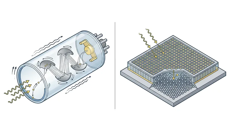 While solid-state detectors are immune to microphonics, they cannot match the large detection areas of vacuum tubes.
