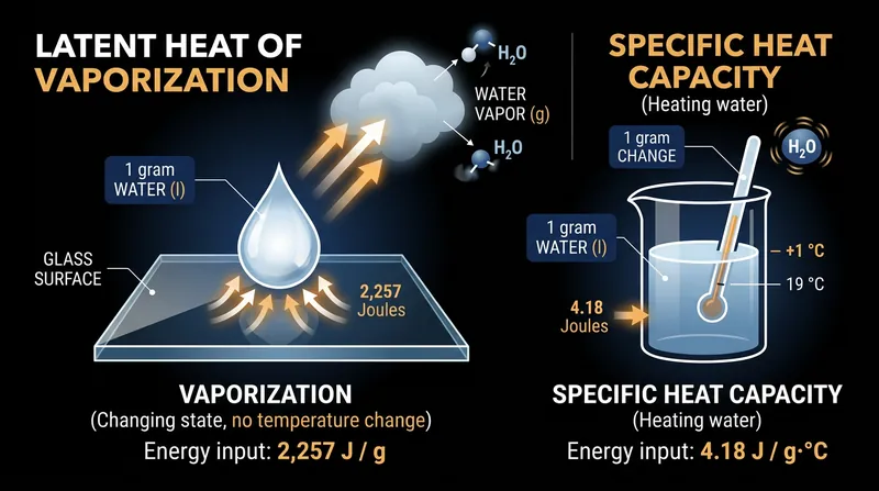 Evaporating water requires roughly 540 times more energy than simply changing its temperature by a single degree.
