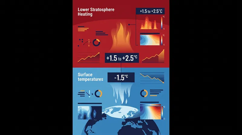 While sulfate aerosols cool the Earth's surface by reflecting sunlight, they trap infrared heat in the stratosphere.