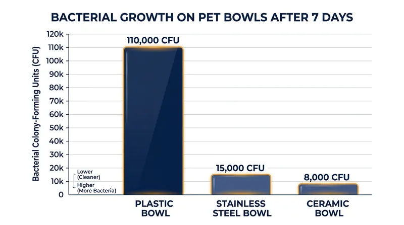 Microbiological assessments show plastic surfaces harbor significantly higher bacterial loads than non-porous materials.