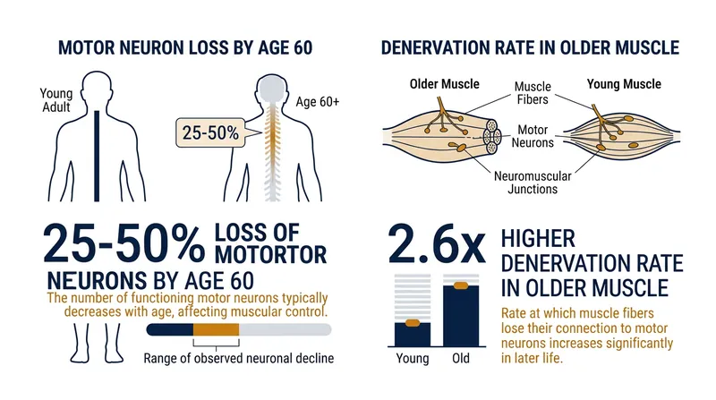 The neurological decline behind sarcopenia accelerates significantly by the sixth decade of life.