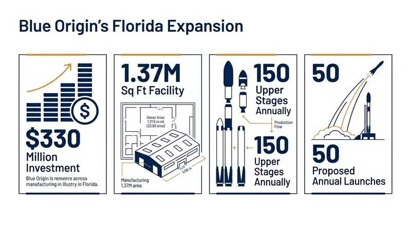 Key metrics from Blue Origin's newly announced infrastructure expansion.